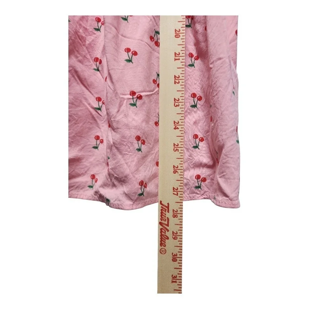 AU.W Cherry Print Sundress Size M Pink Cottagecore Coquette Mini Dress - Picture 8 of 9